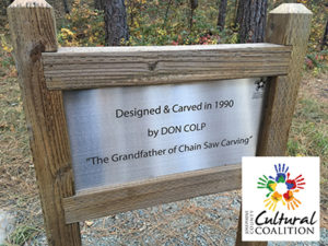 Thanks to a grant from the Josephine County Cultural Coalition, a new sign commemorates chain saw artist Don Colp.